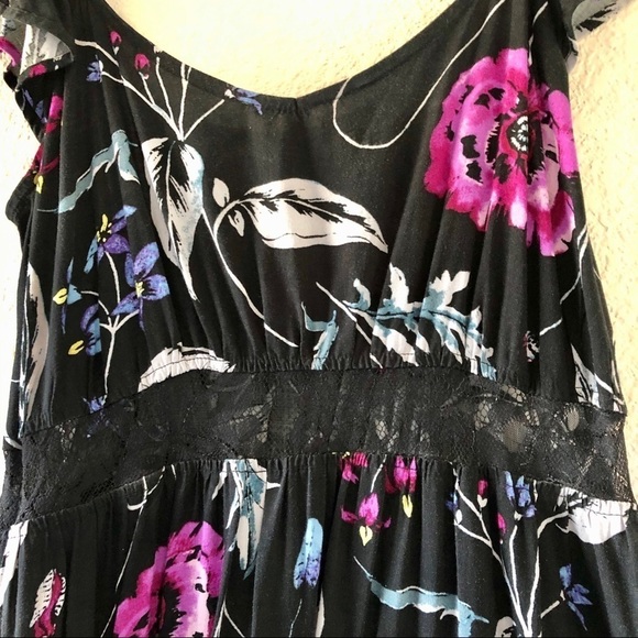 Express Lace Cutout High-Low Floral Dress Size Small Whimsigoth Dark Fairy Sheer - Picture 6 of 10